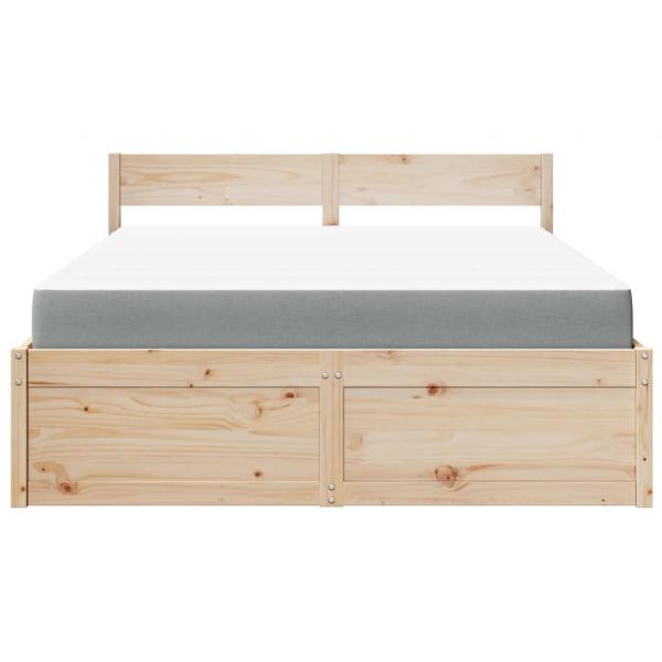 Bett mit Schubladen und Matratze 140x200 cm Massivholz Kiefer