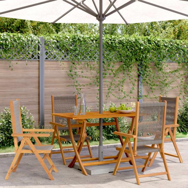 ARDEBO.de - Gartenstuhl Verstellbar 4 Stk. Grau Massivholz Akazie