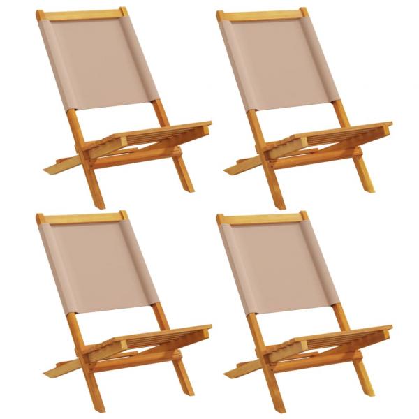 Gartenstühle 4 Stk. Klappbar Taupe Stoff und Massivholz