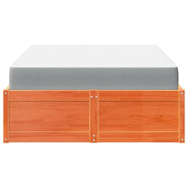 Bett mit Matratze Wachsbraun 120x190 cm Massivholz Kiefer