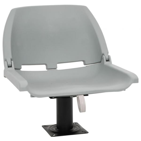 ARDEBO.de - 2-tlg. Bootssitz-Set Klappbar Kein Kissen Grau 48x51x41 cm