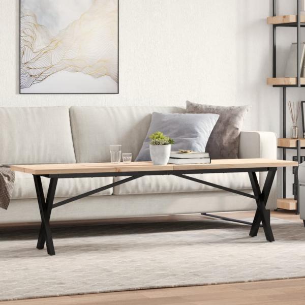 ARDEBO.de - Couchtisch X-Gestell 160x40x45,5 cm Massivholz Kiefer Gusseisen