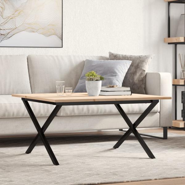 ARDEBO.de - Couchtisch X-Gestell 80x80x45cm Massivholz Kiefer und Gusseisen