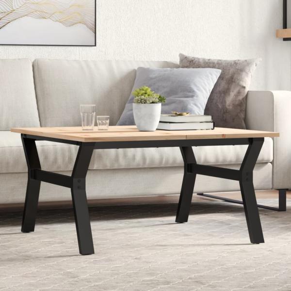 ARDEBO.de - Couchtisch Y-Gestell 90x90x45cm Massivholz Kiefer und Gusseisen