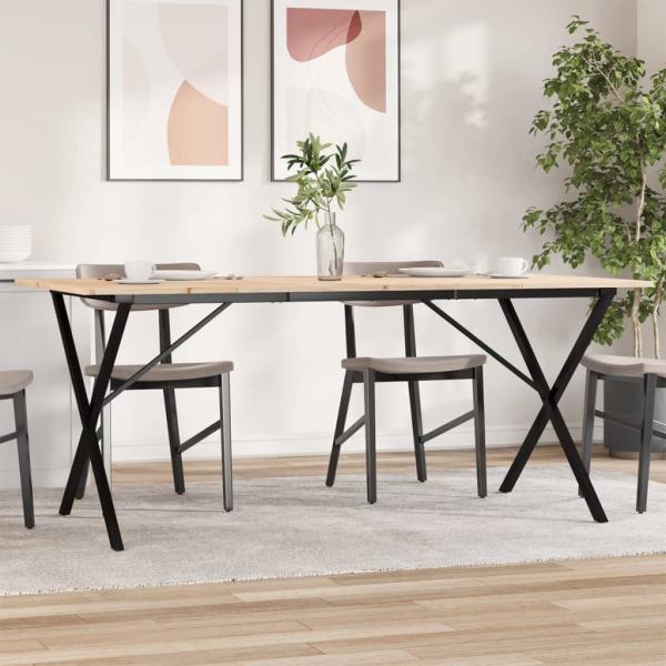 ARDEBO.de - Esstisch X-Gestell 180x90x75 cm Massivholz Kiefer und Gusseisen