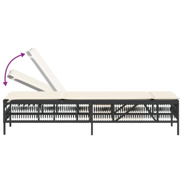 ARDEBO.de - Sonnenliege mit Auflage Schwarz Poly-Rattan