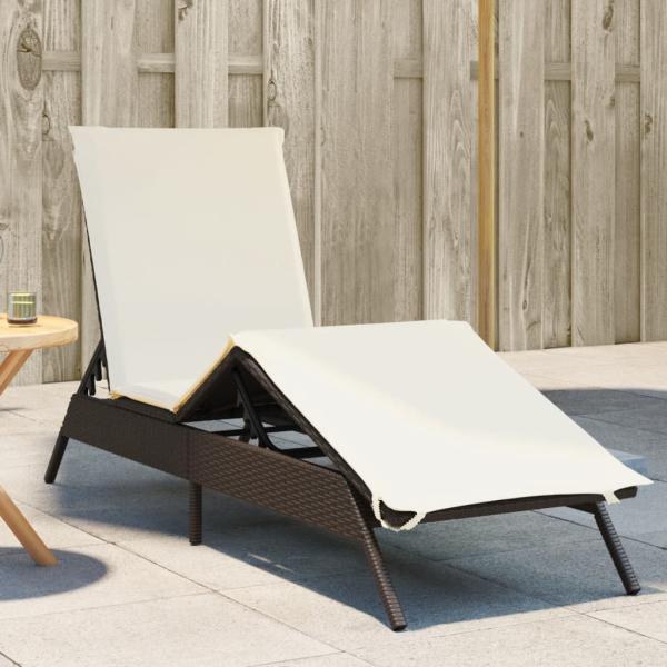 ARDEBO.de - Sonnenliege mit Auflage Braun Poly Rattan