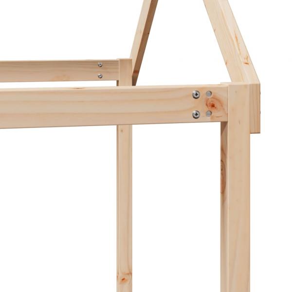Hochbett mit Dach 75x190 cm Massivholz Kiefer