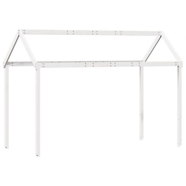 Hochbett mit Leiter und Dach Weiß 90x190 cm Massivholz Kiefer