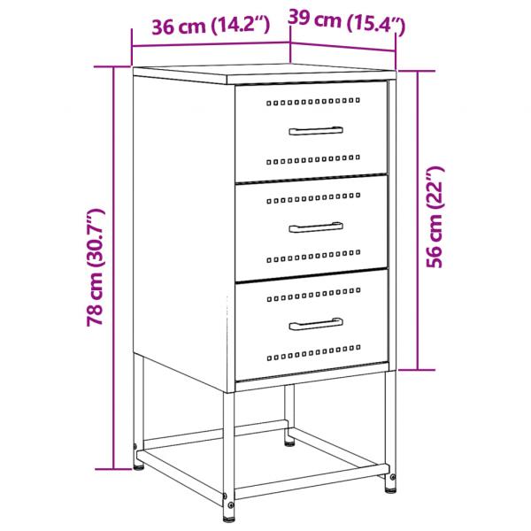 Nachttisch Anthrazit 36x39x78 cm Stahl