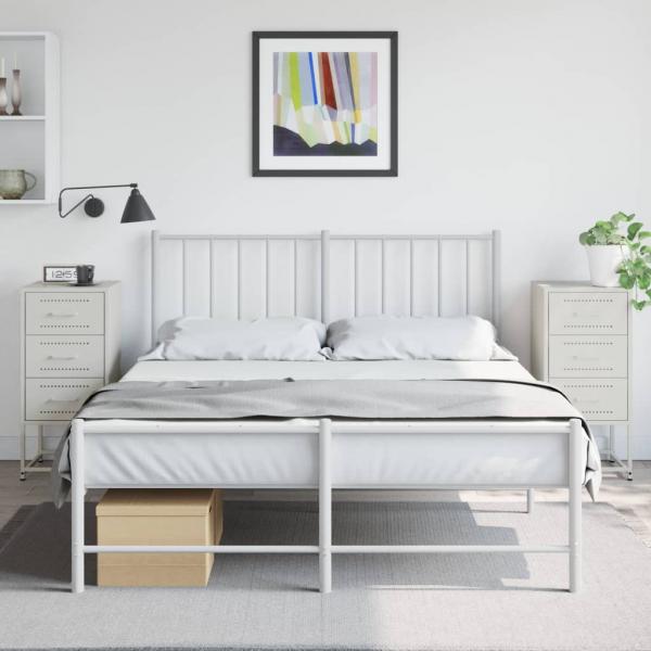 ARDEBO.de - Nachttische 2 Stk. Weiß 36x39x78 cm Stahl