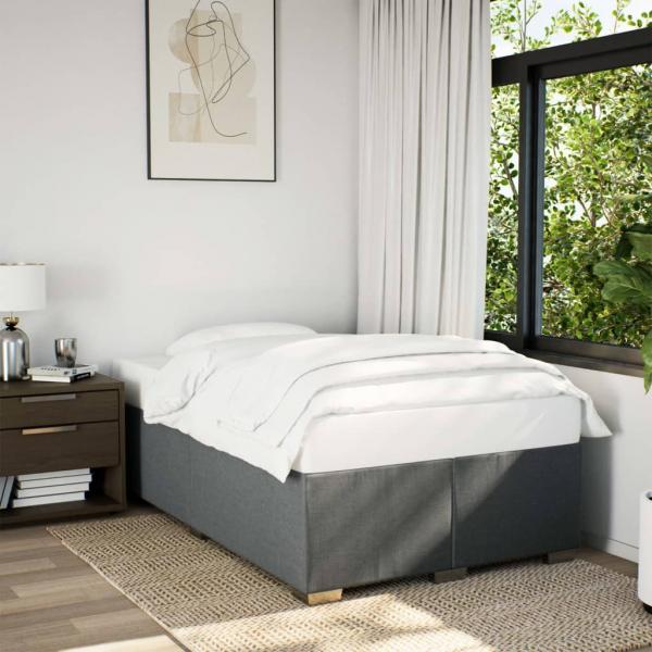 Boxspringbett mit Matratze Dunkelgrau 120x200 cm Stoff