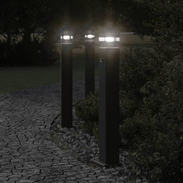 ARDEBO.de - Wegeleuchte mit Bewegungsmelder Schwarz 80 cm Aluminium