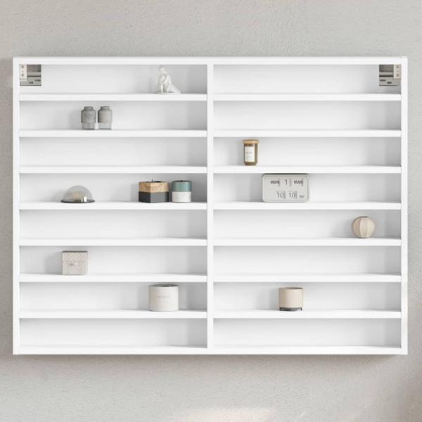 ARDEBO.de - Vitrinenschrank Weiß 100x8,5x75 cm Holzwerkstoff