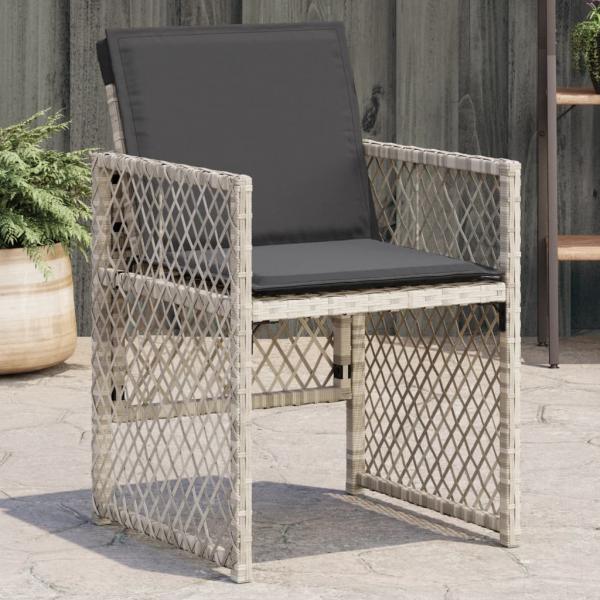 ARDEBO.de - Gartenstühle mit Kissen 4 Stk. Hellgrau Poly Rattan