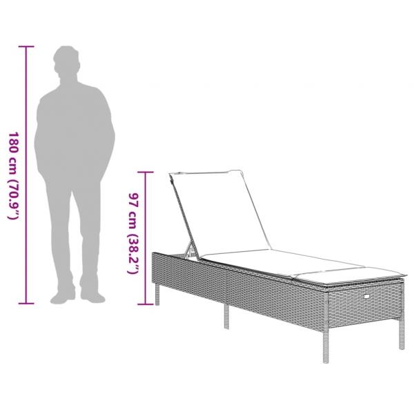 Sonnenliegen mit Auflagen 2 Stk. Beige Poly Rattan