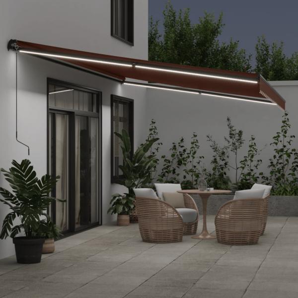 Markise Manuell mit LEDs Braun 500x350 cm