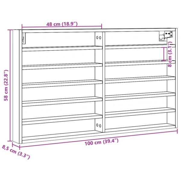 Vitrinenschrank Räuchereiche 100x8,5x58 cm Holzwerkstoff