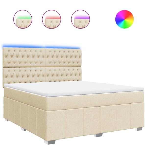 ARDEBO.de - Boxspringbett mit Matratze Creme 180x200 cm Stoff
