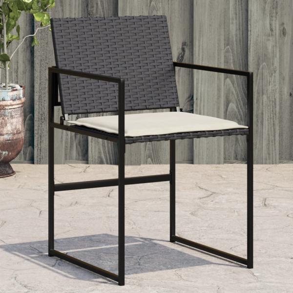 ARDEBO.de - Gartenstühle mit Kissen 4 Stk. Schwarz Poly Rattan