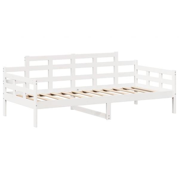 Tagesbett und Bank mit Dach Weiß 80x200 cm Kiefernholz