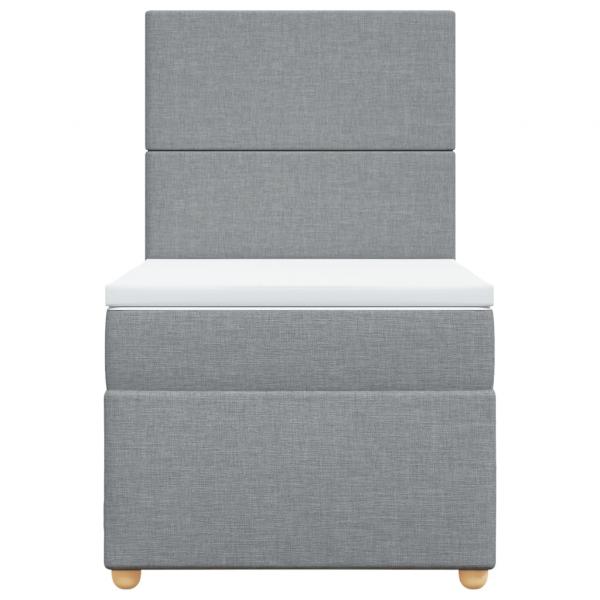 Boxspringbett mit Matratze Hellgrau 80x200 cm Stoff