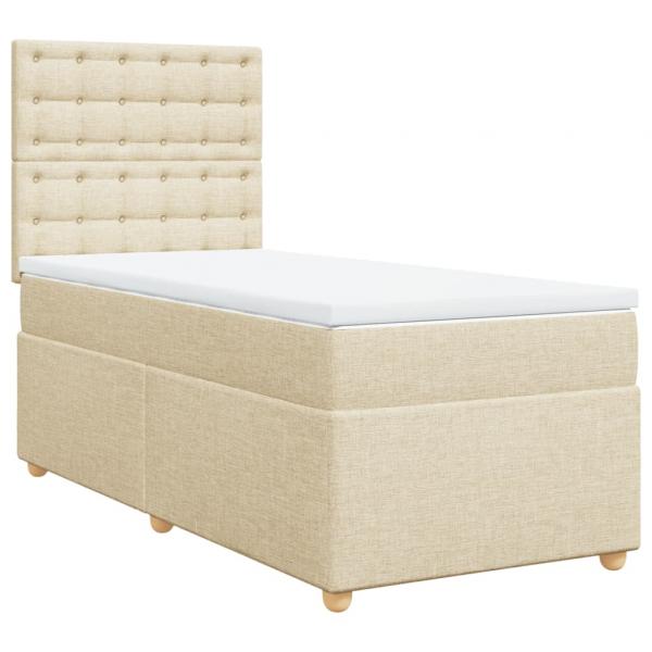 Boxspringbett mit Matratze Creme 90x190 cm Stoff