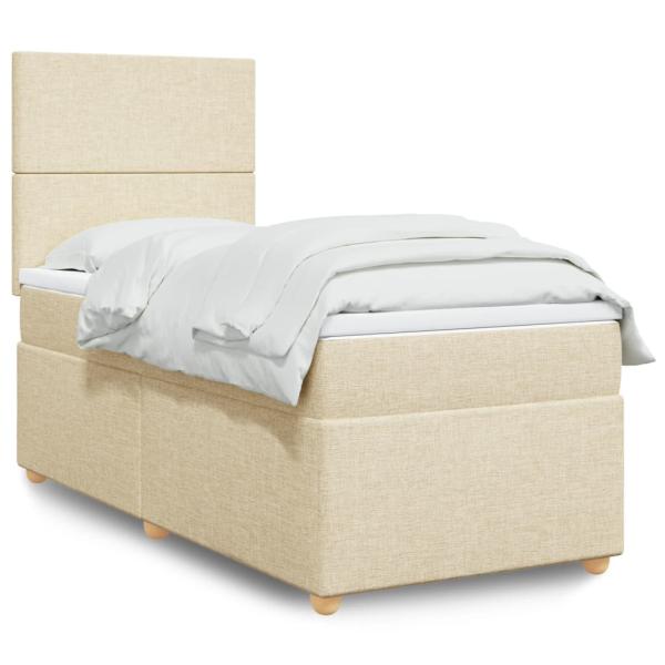 ARDEBO.de - Boxspringbett mit Matratze Creme 100x200 cm Stoff