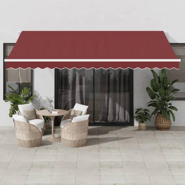 ARDEBO.de - Markise Manuell mit LED Weinrot 450x350 cm