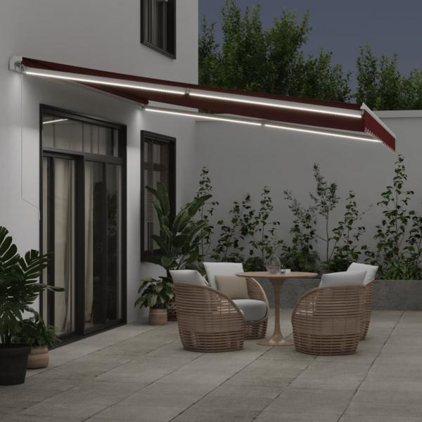 Markise Manuell mit LED Weinrot 450x350 cm