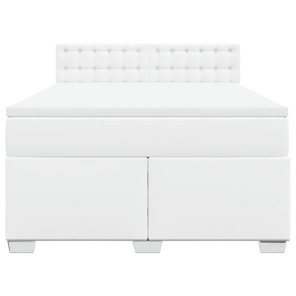 Boxspringbett mit Matratze Weiß 140x200 cm Kunstleder