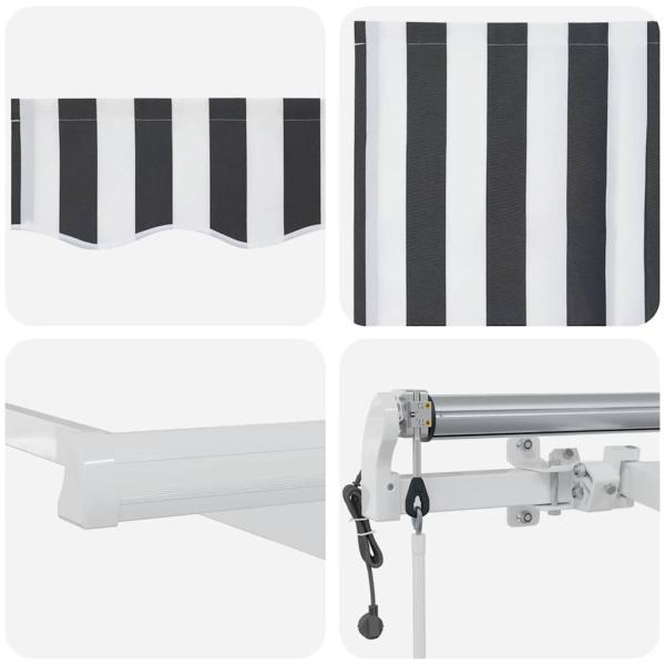 Markise Automatisch Einziehbar Anthrazit und Weiß 600x300 cm