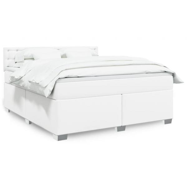 ARDEBO.de - Boxspringbett mit Matratze Weiß 180x200 cm Kunstleder