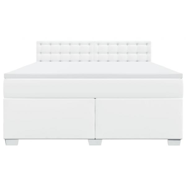 Boxspringbett mit Matratze Weiß 180x200 cm Kunstleder