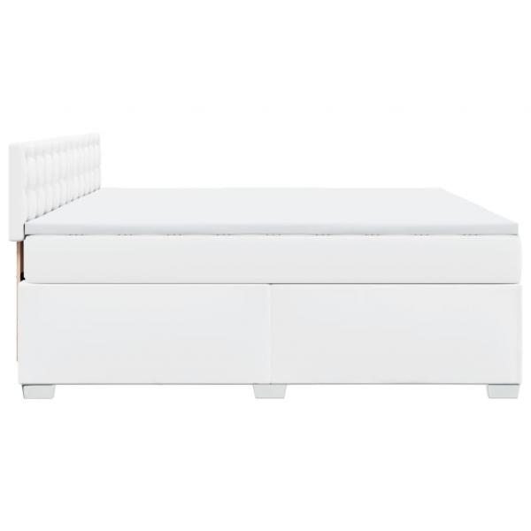 Boxspringbett mit Matratze Weiß 180x200 cm Kunstleder