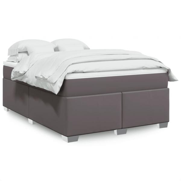 ARDEBO.de - Boxspringbett mit Matratze Grau 140x200 cm Kunstleder