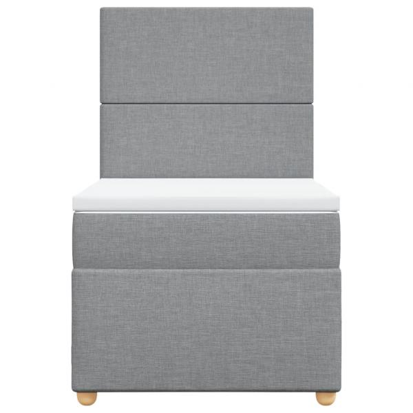 Boxspringbett mit Matratze Hellgrau 90x190 cm Stoff