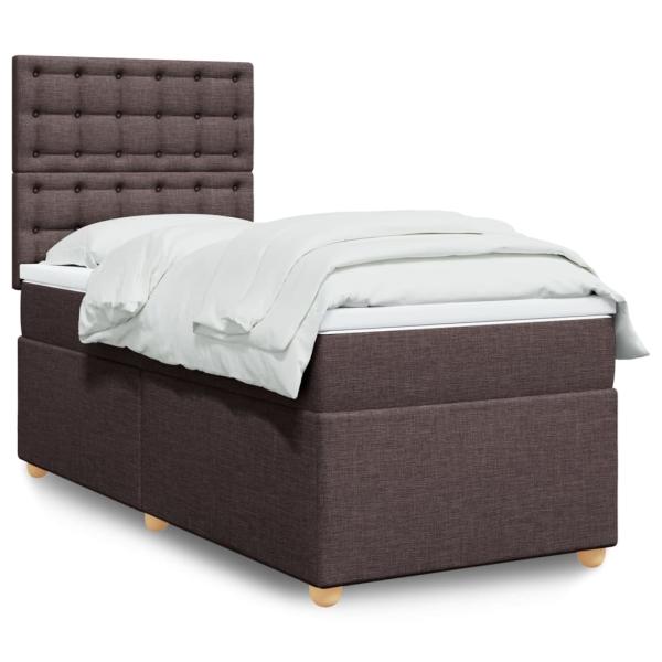 ARDEBO.de - Boxspringbett mit Matratze Dunkelbraun 90x200 cm Stoff