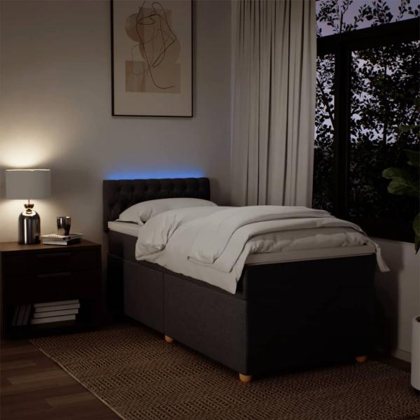 Boxspringbett mit Matratze Dunkelbraun 90x200 cm Stoff