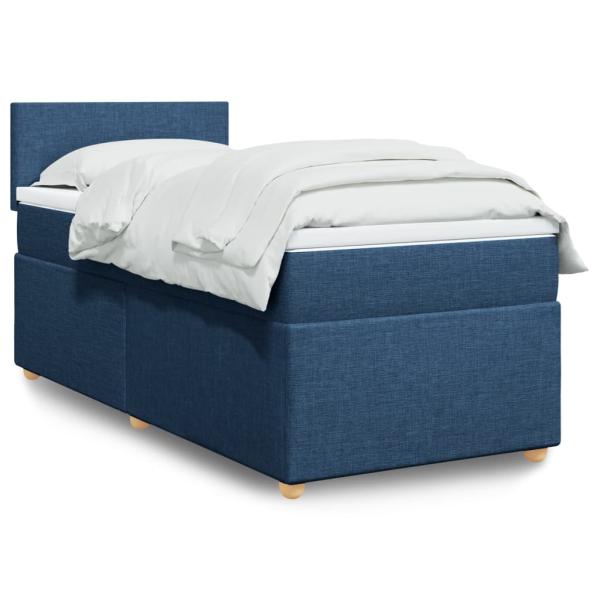 ARDEBO.de - Boxspringbett mit Matratze Blau 100x200 cm Stoff