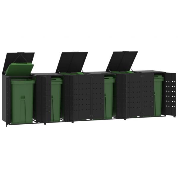 ARDEBO.de - Mülltonnenbox für 6 Tonnen Schwarz 414x79x117 cm Stahl