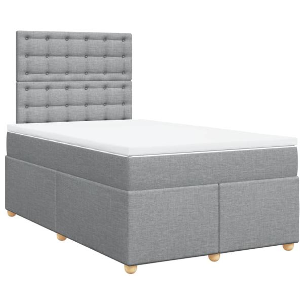 ARDEBO.de - Boxspringbett mit Matratze Hellgrau 120x190 cm Stoff