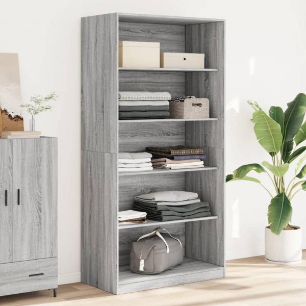 ARDEBO.de - Kleiderschrank Grau Sonoma 100x50x200 cm Holzwerkstoff