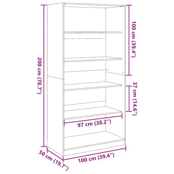 Kleiderschrank Grau Sonoma 100x50x200 cm Holzwerkstoff