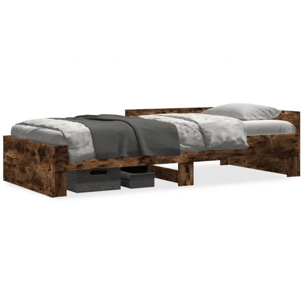 ARDEBO.de - Bettgestell ohne Matratze Räuchereiche 90x200 cm Holzwerkstoff