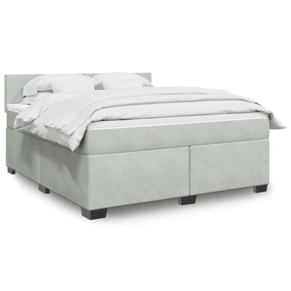 ARDEBO.de - Boxspringbett mit Matratze Hellgrau 180x200 cm Samt