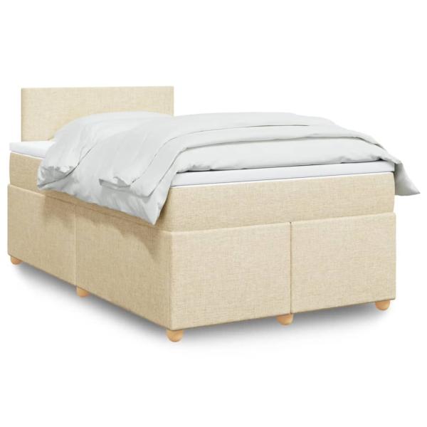 ARDEBO.de - Boxspringbett mit Matratze Creme 120x190 cm Stoff