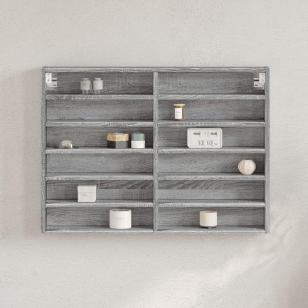 ARDEBO.de - Vitrinenschrank Grau Sonoma 80x8,5x58 cm Holzwerkstoff