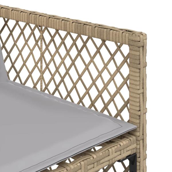 5-tlg. Garten-Essgruppe mit Kissen Beige Poly Rattan