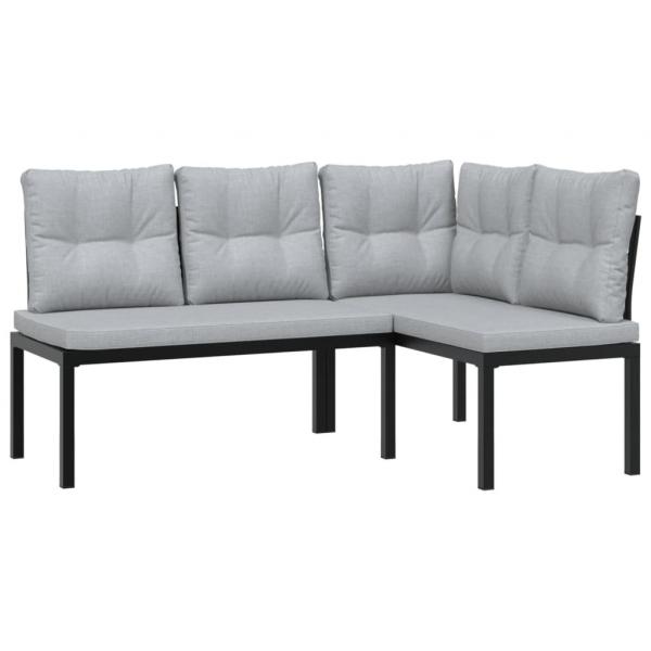 ARDEBO.de - 5-tlg. Garten-Sofagarnitur mit Kissen Schwarz Stahl